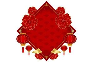 chinesische hintergrundvorlage 2023, mondneujahrskonzept mit laterne oder lampe, verzierung und rotgoldenem hintergrund zum verkauf, banner, poster, cover-designvorlagen, social-media-tapete vektor