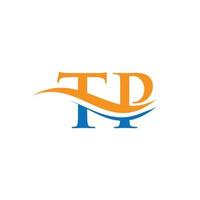 tp-Logo-Design. Premium-Buchstaben-tp-Logo-Design mit Wasserwellenkonzept. vektor