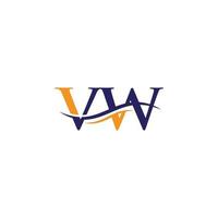 Swoosh-Buchstabe vw-Logo-Design für Geschäfts- und Firmenidentität. wasserwelle vw logo mit modernem trend vektor