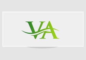 va-Logo-Design. Premium-Buchstaben-V-Logo-Design mit Wasserwellenkonzept vektor