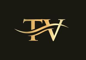 TV-Brief-Logo. Vektorvorlage für das Design des Unternehmenslogos mit anfänglichem TV-Buchstaben vektor
