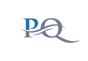 Swoosh-Buchstabe pq-Logo-Design für Geschäfts- und Firmenidentität. wasserwellen-pq-logo mit modernem trend vektor