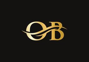 Ob-Logo-Design. Logo-Vektor mit anfänglichem ob-Buchstaben. Swoosh-Buchstabe ob Logo-Design vektor