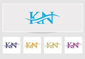 kn-Logo-Design. Premium-Buchstaben-k-Logo-Design mit Wasserwellenkonzept vektor