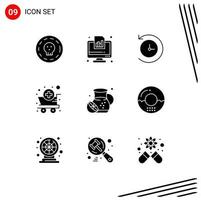 Stock Vector Icon Pack mit 9 Zeilenzeichen und Symbolen für Sommervorräte Bericht Apothekenwagen editierbare Vektordesign-Elemente