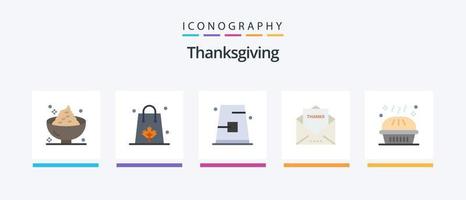 Thanksgiving Flat 5 Icon Pack inklusive Nachricht. Umschlag. Einkaufen. Hut. Deckel. kreatives Symboldesign vektor