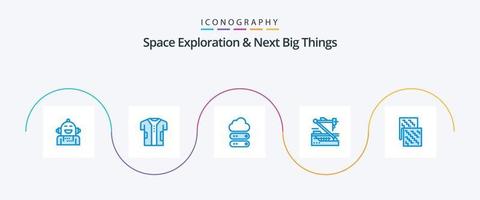Weltraumforschung und Next Big Things Blue 5 Icon Pack inklusive Roboter. medizinisch. elektronisch. Zukunft. Daten vektor