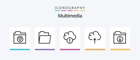 Multimedia Line 5 Icon Pack inklusive . synchronisieren. Daten. Alarm. kreatives Symboldesign vektor