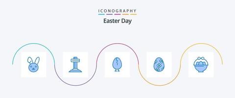 påsk blå 5 ikon packa Inklusive påsk. korg. påsk. ägg. påsk vektor