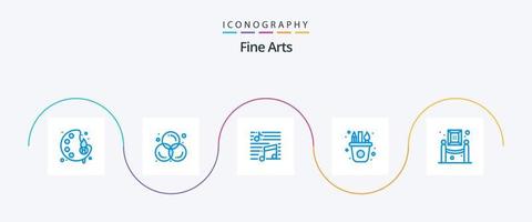 Fine Arts Blue 5 Icon Pack inklusive Handwerk. Künste. Grafik. Kunst. Lied vektor