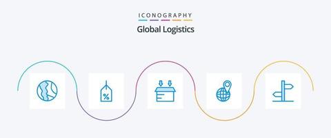 Global Logistics Blue 5 Icon Pack inklusive Logistik. Welt. Logistik. Karte. global vektor