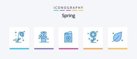 Spring Blue 5 Icon Pack inklusive Blatt. Feder. Visitenkarte. Natur. Sub-Blume. kreatives Symboldesign vektor