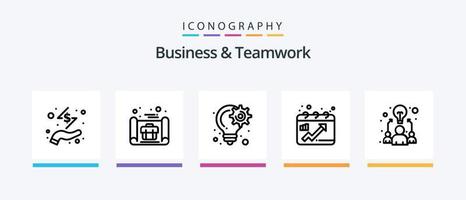 Business und Teamwork Line 5 Icon Pack inklusive Dollar. Abzeichen. Prämie. Geld. Kasse. kreatives Symboldesign
