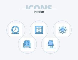 Inneres blaues Icon-Pack 5-Icon-Design. Anzeige. Innere. Blitz. Schublade. Boxen vektor