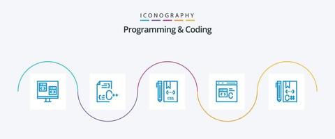 programmering och kodning blå 5 ikon packa Inklusive kodning. c. utveckling. utveckling. css vektor