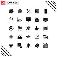 Stock Vector Icon Pack mit 25 Zeilenzeichen und Symbolen für bearbeitbare Vektordesign-Elemente der Schnittstelle für die Webreparaturseite