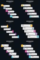 vektor 6 infographics packa presentation glida mall 5 steg cykel diagram och tidslinjer