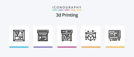 3D-Druck-Icon-Paket für Linie 5, einschließlich . Drucken. Punkt. Modellieren. Globus. kreatives Symboldesign vektor