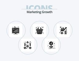 Marketing-Wachstum-Glyphen-Icon-Pack 5 Icon-Design. Diagramm. Tasche. Unternehmen. Einkaufen. Verwaltung vektor