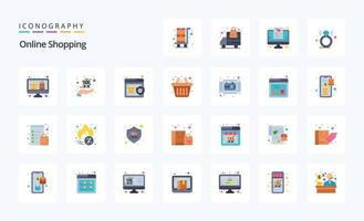 25 Online-Shopping-Flat-Color-Icon-Pack vektor