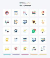 kreative Benutzererfahrung 25 Flat Icon Pack wie Gehirn. sozialen Medien. ux. Menschen. die Einstellungen vektor