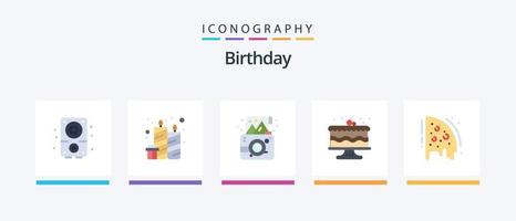 Geburtstag Flat 5 Icon Pack inklusive Geburtstag. Lebensmittel. Geburtstag. Kuchen. Foto. kreatives Symboldesign vektor