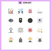 16 flaches Farbpaket der Benutzeroberfläche mit modernen Zeichen und Symbolen des Wetternebels des menschlichen Auges, bearbeitbares Paket kreativer Vektordesignelemente vektor