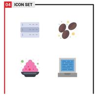 4 kreative Symbole moderne Zeichen und Symbole von Admin India Server Food Laptop editierbare Vektordesign-Elemente vektor