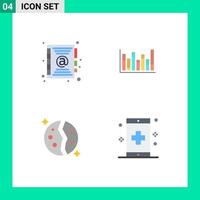 4 flaches Symbolkonzept für mobile Websites und Apps adressieren bearbeitbare Vektordesignelemente für Galaxiendiagramme im Raum vektor