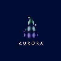 aurora borealis logotyp, modern nordlig lampor himmel aurora och stjärnor ikon logotyp design illustration vektor
