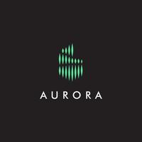 aurora borealis logo, moderne nordlichter himmel aurora und sterne symbol logo design illustration vektor