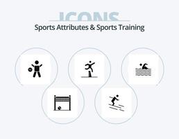 Sportattribute und Sporttraining Glyphen-Icon-Pack 5 Icon-Design. Hindernislauf. Läufer. die Übung. Springen. Mann vektor