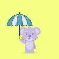 süßer koala mit regenschirm vektor