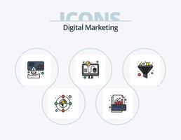 digitale Marketinglinie gefüllt Icon Pack 5 Icon Design. Onlinebezahlung. Zahlen. Kunde. klicken. Stern vektor