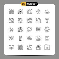 Stock Vector Icon Pack mit 25 Linienzeichen und Symbolen für Mode-Hand-Spa-Stop-Tücher editierbare Vektordesign-Elemente