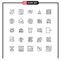 25 universelle Linienzeichen Symbole für das Einkaufen von editierbaren Vektordesign-Elementen vektor