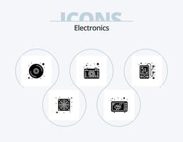 Elektronik-Glyphen-Icon-Pack 5 Icon-Design. . MP-Musik. DVD. Kopfhörer. Bild vektor