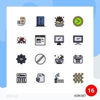 mobil gränssnitt platt Färg fylld linje uppsättning av 16 piktogram av försäljning användare tacksägelse rätt pil redigerbar kreativ vektor design element