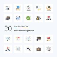20 Business Management Flat Color Icon Pack wie Management Management Business Finance Aktenkoffer vektor