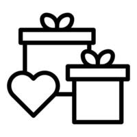 Geschenk Umriss Valentinstag Illustration Vektor und Logo Symbol Symbol des neuen Jahres perfekt.