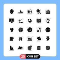 25 universelle solide Glyphenzeichen Symbole von ui Vergrößerungsgeld Lupenröhren editierbare Vektordesign-Elemente vektor