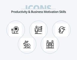 produktivitet och företag motivering Kompetens linje ikon packa 5 ikon design. lösning. psykiatri. fel. styrka. mänsklig vektor