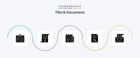 Dateien und Dokumente Glyph 5 Icon Pack inklusive Dokument. Inhalt. dokumentieren. Papier. Newsletter vektor