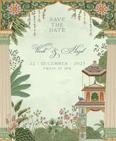 traditionelle Mughal-Hochzeitseinladungskarte. Einladungskarte zum Drucken von Vektorgrafiken. vektor