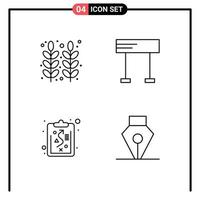 Stock Vector Icon Pack mit 4 Zeilenzeichen und Symbolen für die Herbst-Zwischenablage Thanksgiving-Linienstrategie editierbare Vektordesign-Elemente