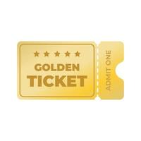 Goldenes Ticket gibt einen Coupon zu, isolierte Design-Vektorillustration vektor