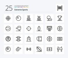 Sport 25-Zeilen-Icon-Pack inklusive Tor. Sport. Sport. Tischtennis. Spiel vektor