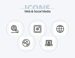 Web- und Social-Media-Line-Icon-Pack 5 Icon-Design. . Pfeil. Globus. Hochladen. SIM Karte vektor