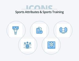 Sportattribute und Sporttraining blaues Icon Pack 5 Icon Design. Fitness. Schiedsrichter. Ventilator. halten. Karte vektor