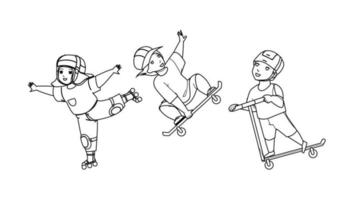 Kinder, die sich im extremen Skatepark-Vektor erfreuen vektor